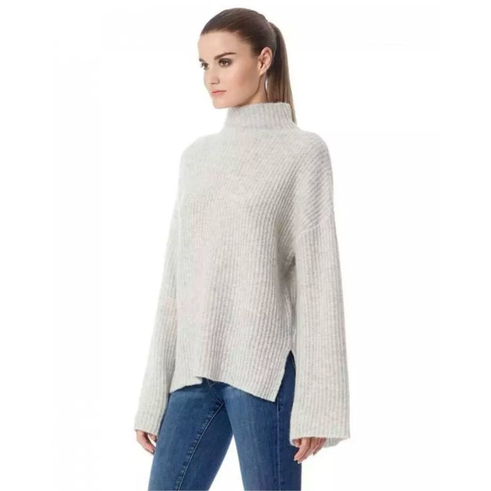 360 Cashmere Doris Mock Neck Cashmere Silk Sweater Mist Grey Size XS